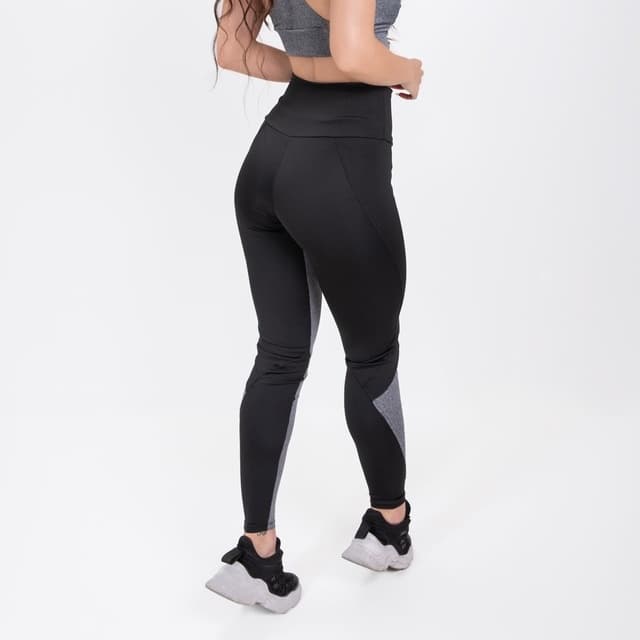 Calça Legging Com Recortes Preta e Mescla Cintura Alta Calca Legues Femininas Calça Legging Fitness