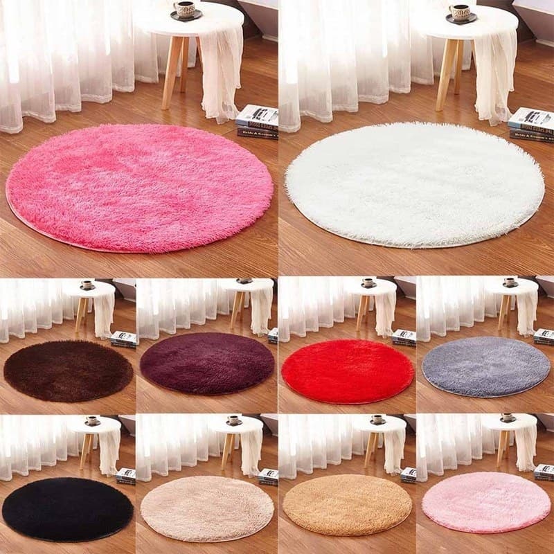 Tapete Redondo Felpudo De Pelúcia Para Decoração De Sala De Estar / Tapete De Quarto Infantil