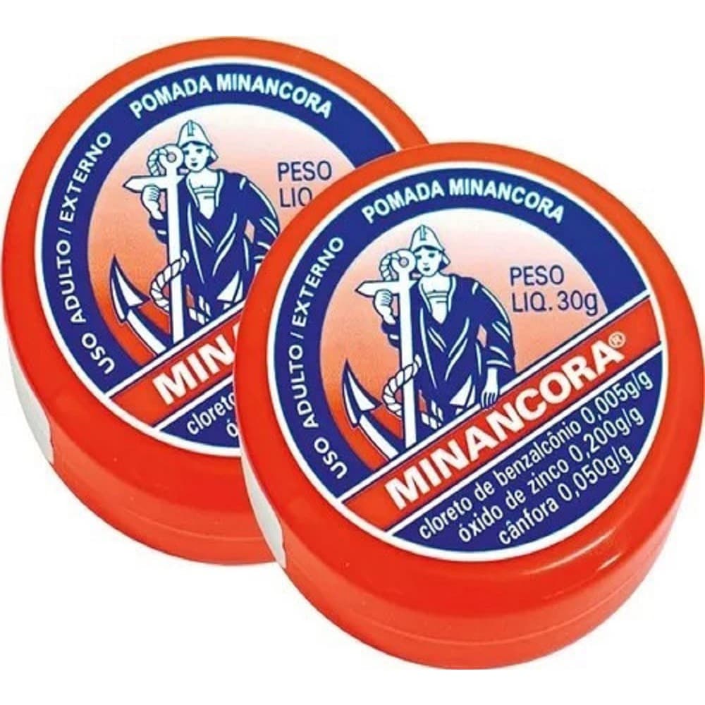 Kit Minancora pomada lata 2x30g barba cheiro forte axila picada de inseto cravos micose nos pés envio imediato