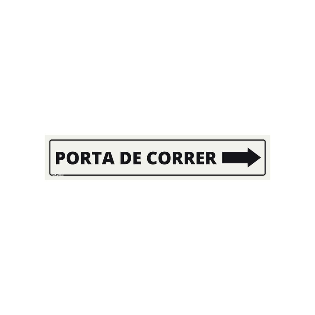 Placa de Sinalização Porta De Correr Seta Direita 25x5