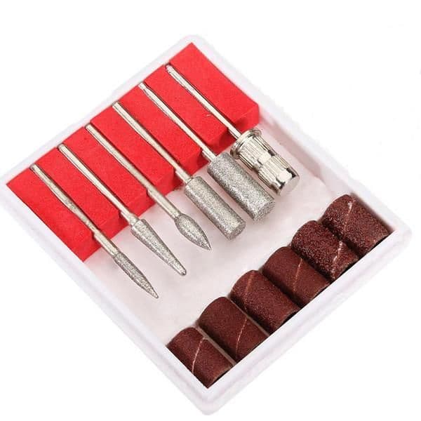 KIT 6 BROCAS E 6 REFIL DE LIXAS PARA LIXA ELÉTRICA BITS UNHAS ACRIGEL PORCELANA FIBRA MANDRIL