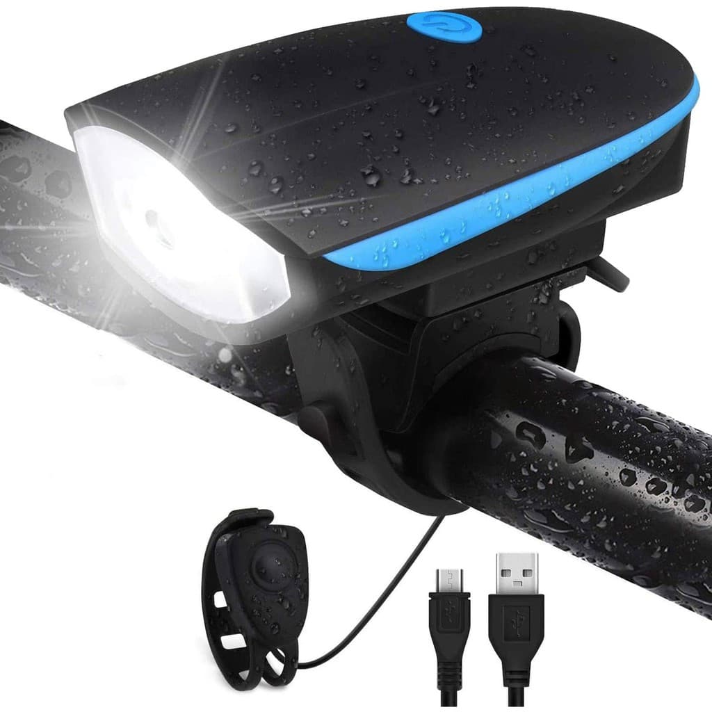 Farol Bike Led com Buzina Recarregável [Azul] - 7588-B