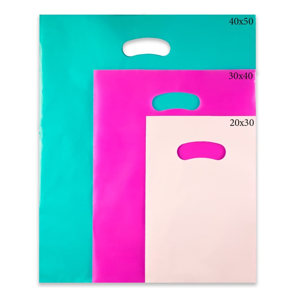 Kit 100 Sacolas Plásticas Boca de Palhaço para Lojas – Tamanhos 20x30, 30x40 e 40x50