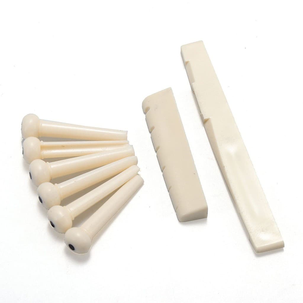 1 Conjunto-6 Pinos De Ponte Óssea De Guitarra + 1 Porca De Sela Para Violão Folk 6 Cordas