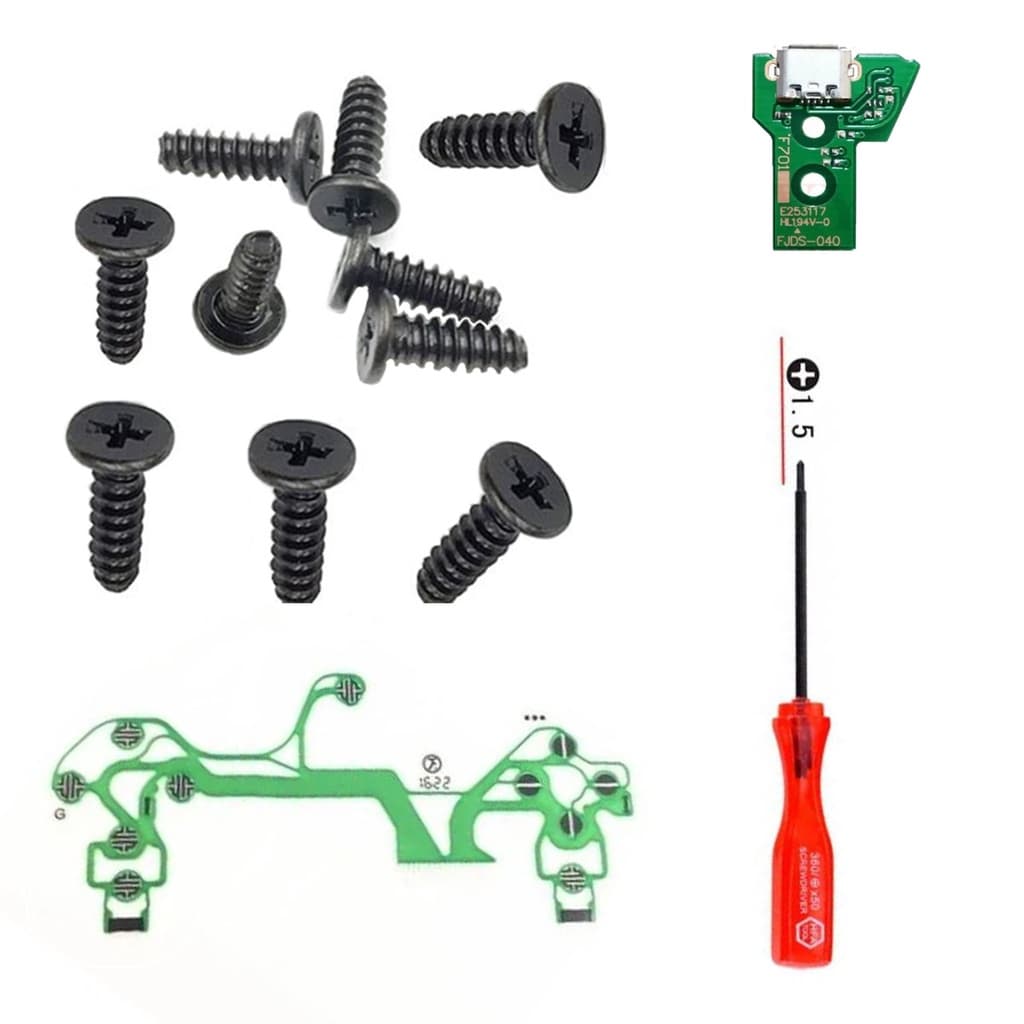 Kit  Ps4 10 Parafusos Controle PS5 PS4 PS3 PS2 + Chave Philips + Placa JDS 040 + Pelicula Jds 040