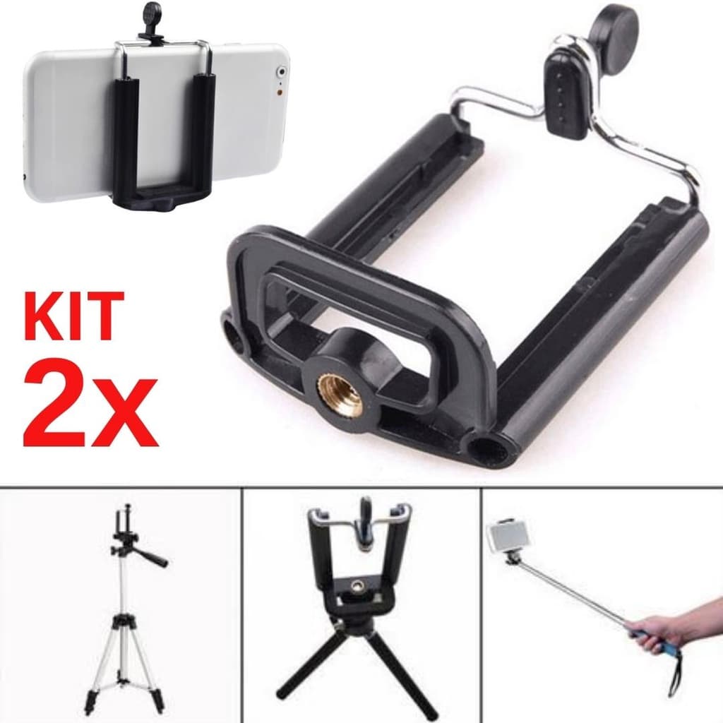 Kit 2 Suporte Celular Smartphone Adaptador Holder Tripé Rosca 1/4