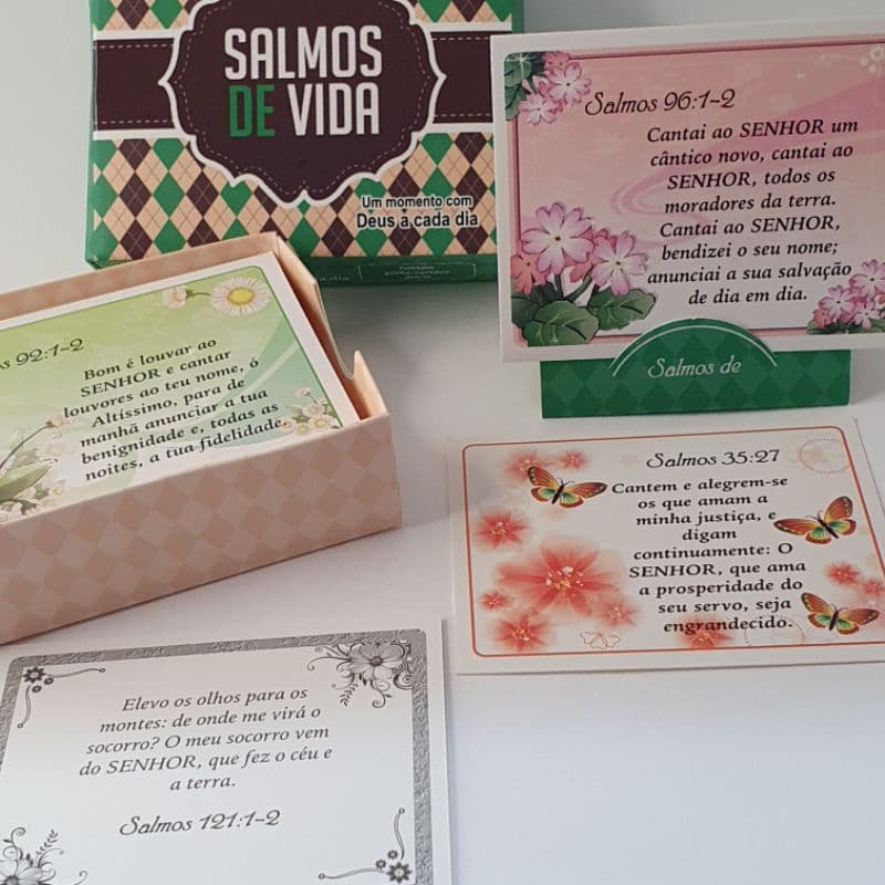 Caixinha de Versículos Diários | Salmos de Vida | Verde ou floral