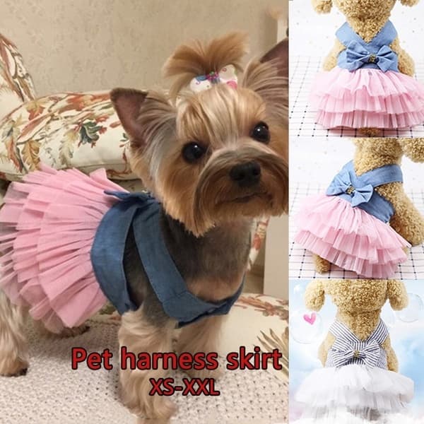 Saia Suspensório Para Animais De Estimação Roupas De Verão Cachorro Vestido De Casamento Filhotes