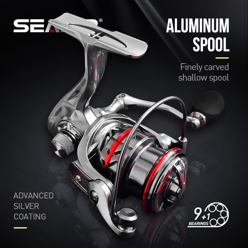 Seasir OER Molinete de Pesca Ultra Leve Alumínio 9+1BB Drag 12kg para Água Salgada