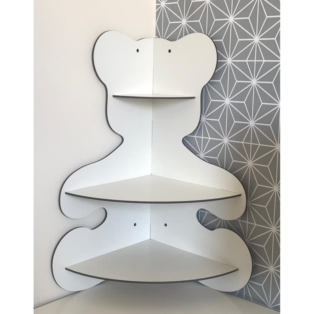 Prateleira urso MDF branco 3mm, prateleira, MDF, artesanato, ursinho, decoração, quarto de bebê, maternidade