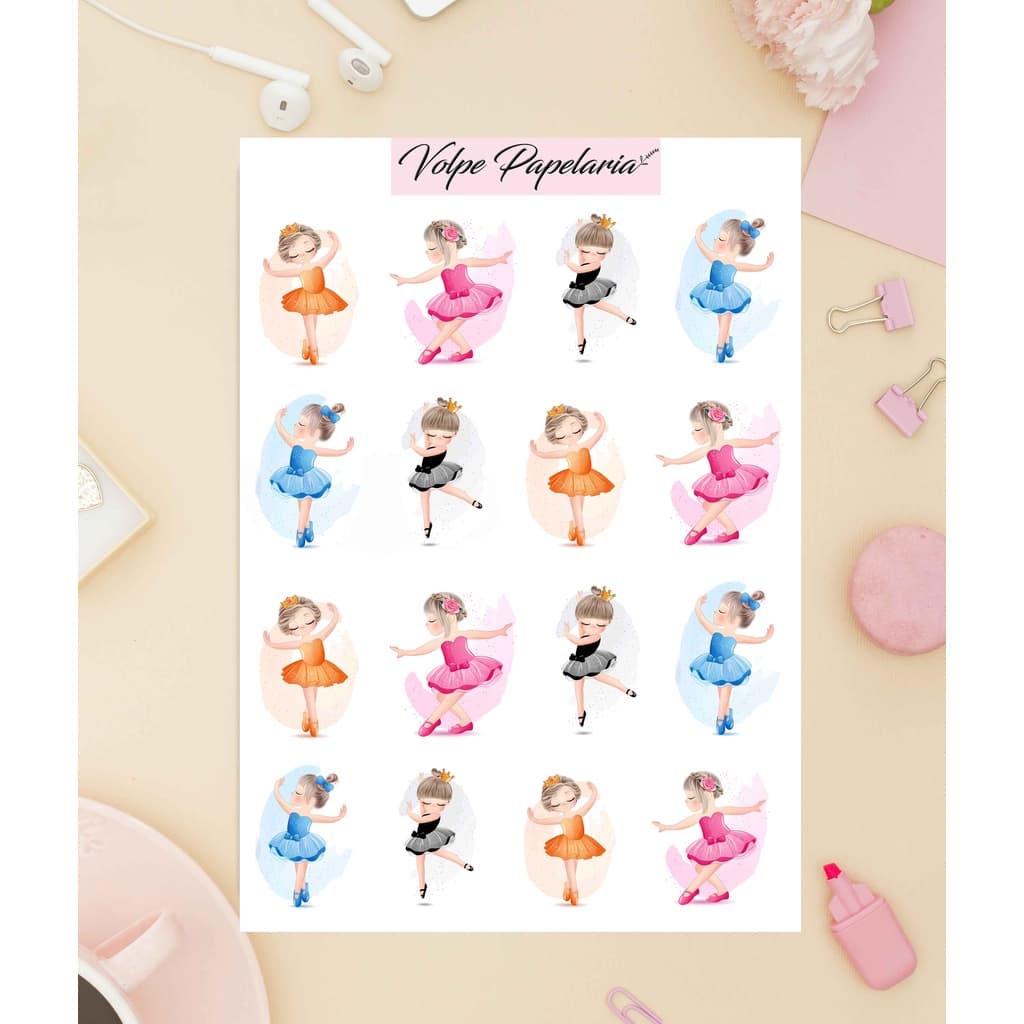 Cartela de adesivos bailarina - ballet little