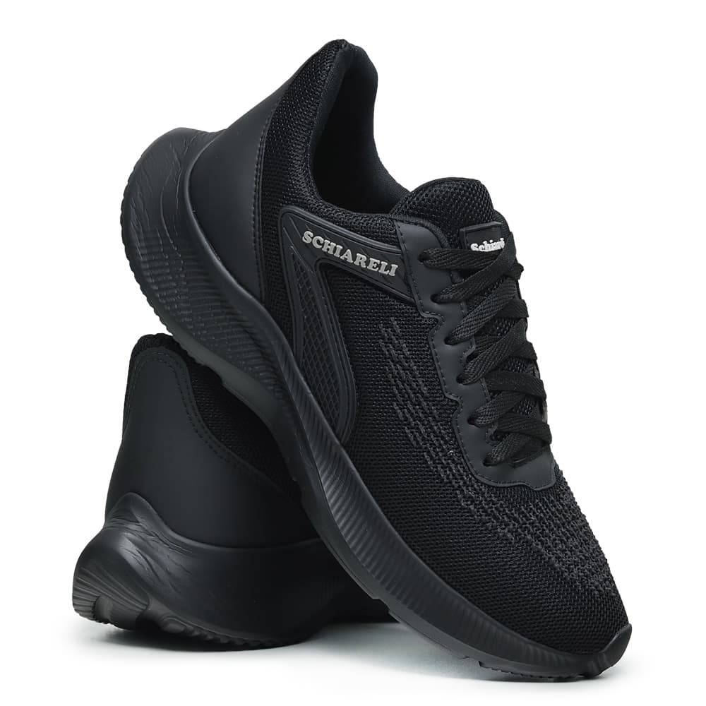 Tênis Esportivo 595 Preto Masculino Com Cadarço Caminhada Confortável Leve Academia Lançamento
