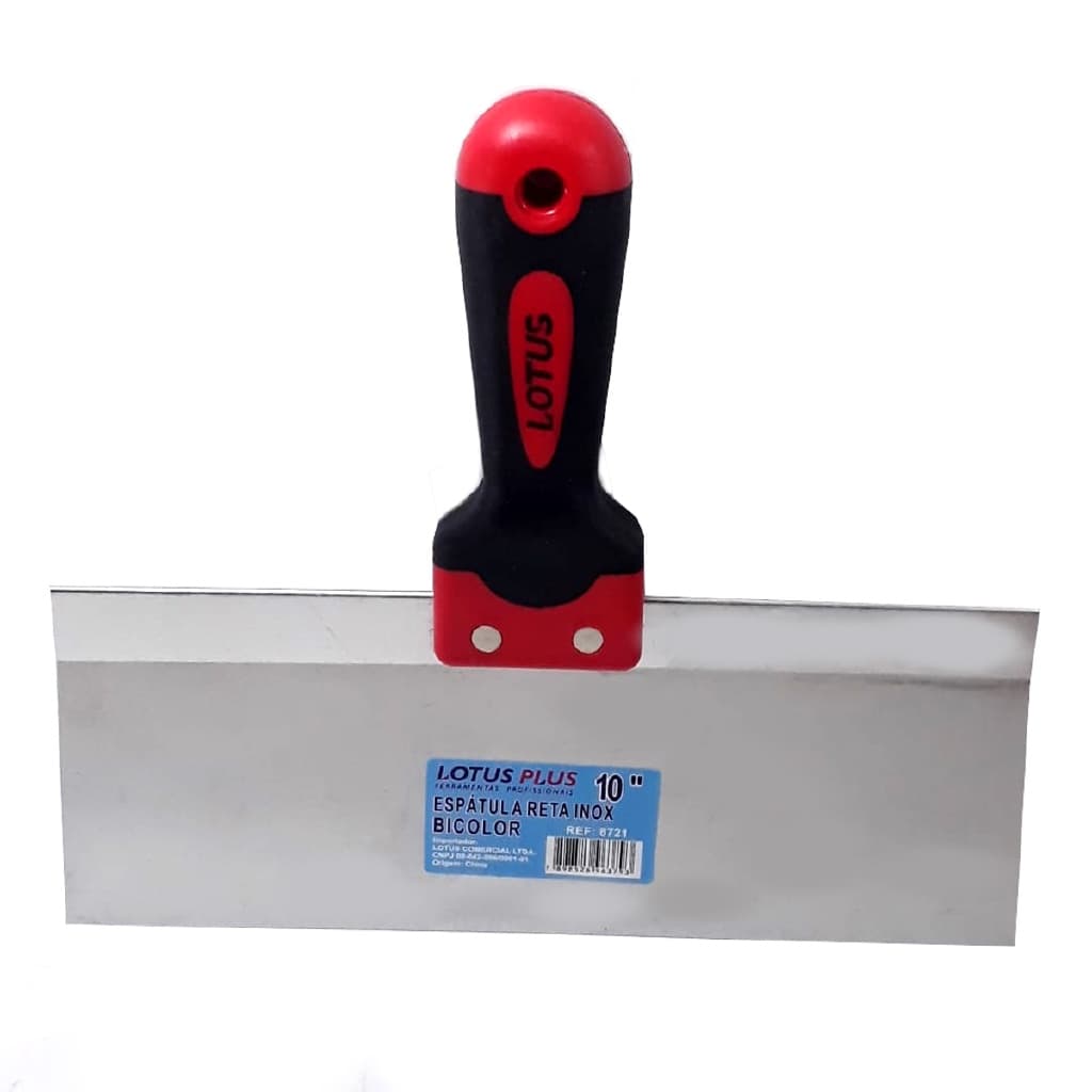 ESPATULA CHATA RETANGULAR INOX 10 POL. GESSO DRYWALL LOTUS