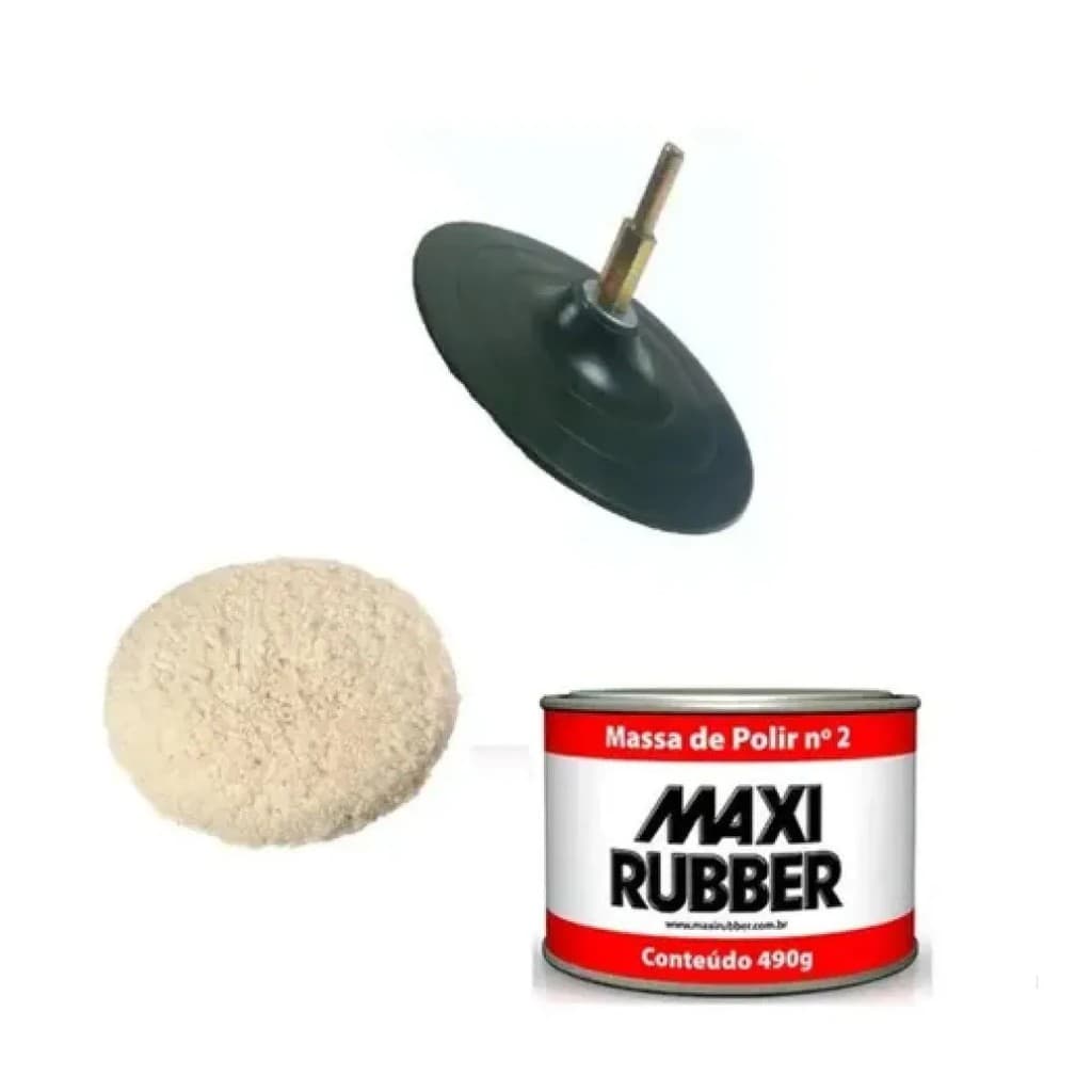 Kit Polimento Para Furadeira Disco + adaptador Boina + Massa Polir