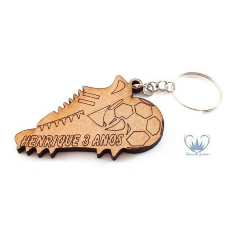 kit 40 chaveiros personalizados MDF lembrança aniversário futebol chuteira