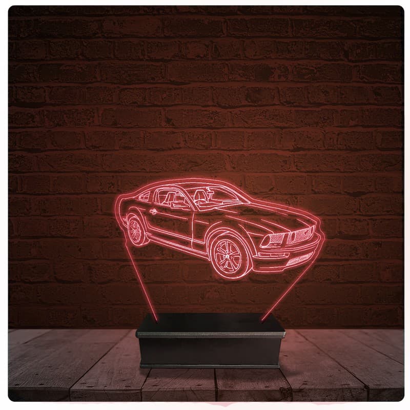 Abajur Luminária Acrílico Led - Ford Mustang carro Muscle