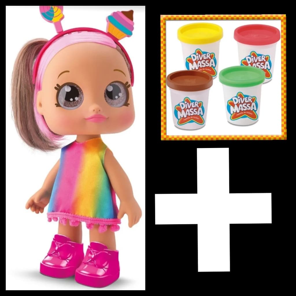 Boneca Diver Surprise Olhos Castanhos + 04 Potes de Massinhas