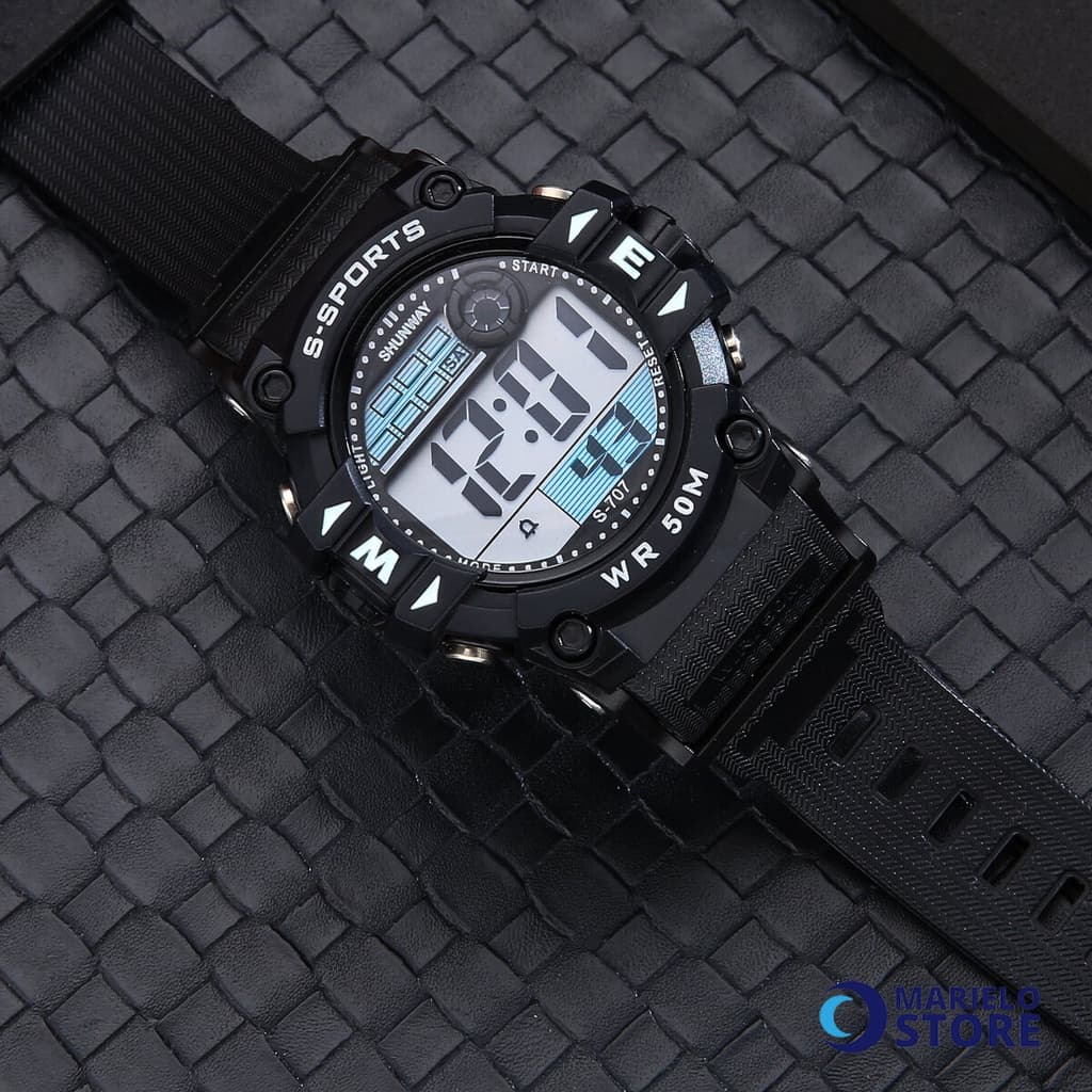 Relógio Relogio Masculino Preto de Pulso com LED Digital à prova d'Água Esportivo S-707