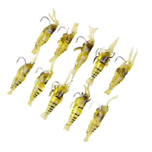 Kit 10 Iscas Artificiais Camarão 4cm Com Anzol Tucunaré