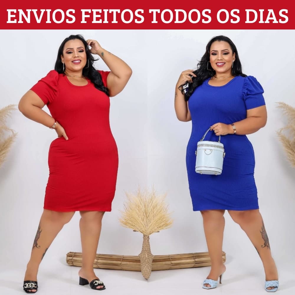 Plus Size Vestido Midi Com Manga Princesa Bufante Moda Blogueira Evangelico freminino Linha Premium