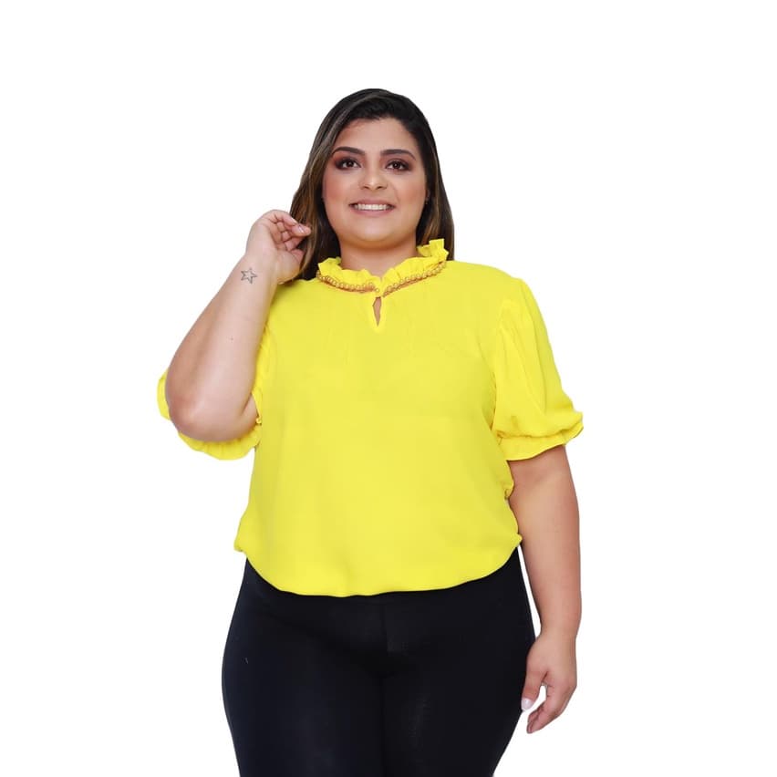 Blusa Feminina Moda Plus Size Evangelica Em Crepe Sku:bp15