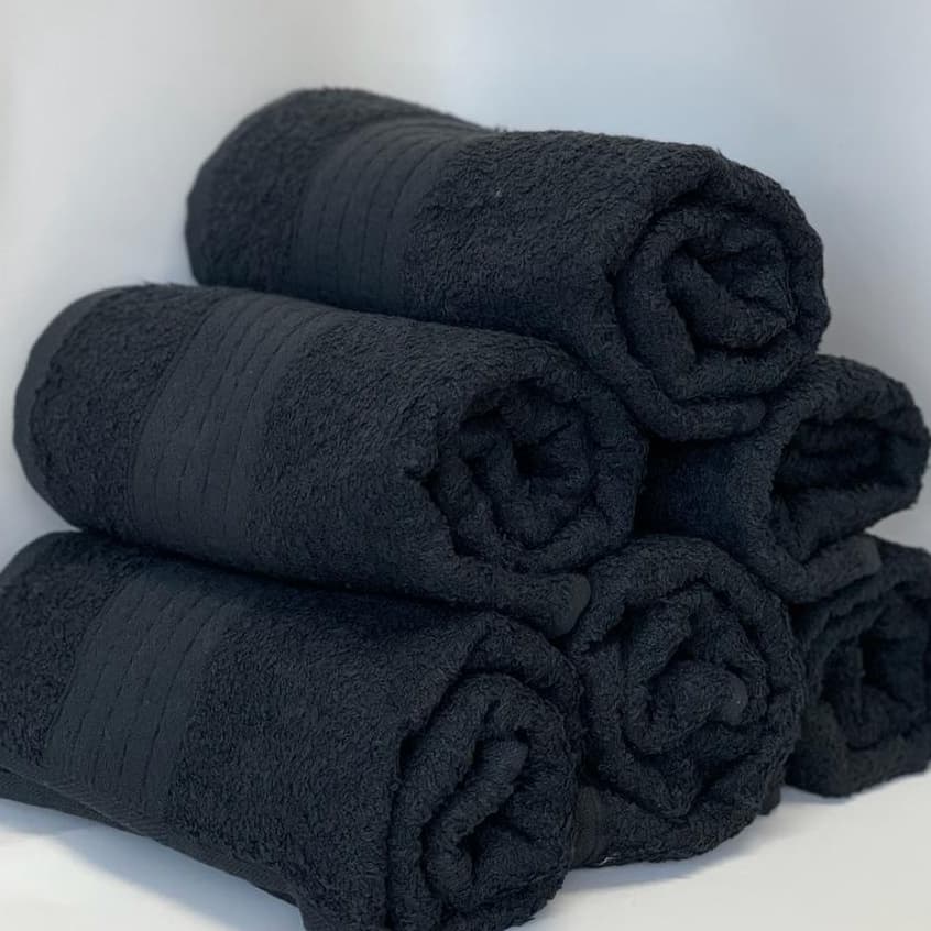 Kit c/6 Toalhas de Rosto para salao 45x65cm grande Preta Charme 95g