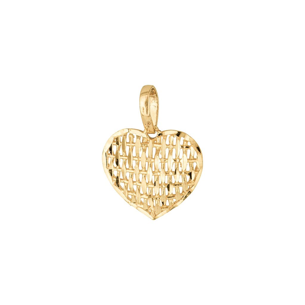 Pingente Ouro 18k Coração Vazado Diamantado