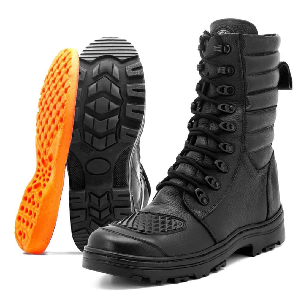 BOTA MOTOCICLISTA MILITAR COURO CALCE FACIL 277 KM PT