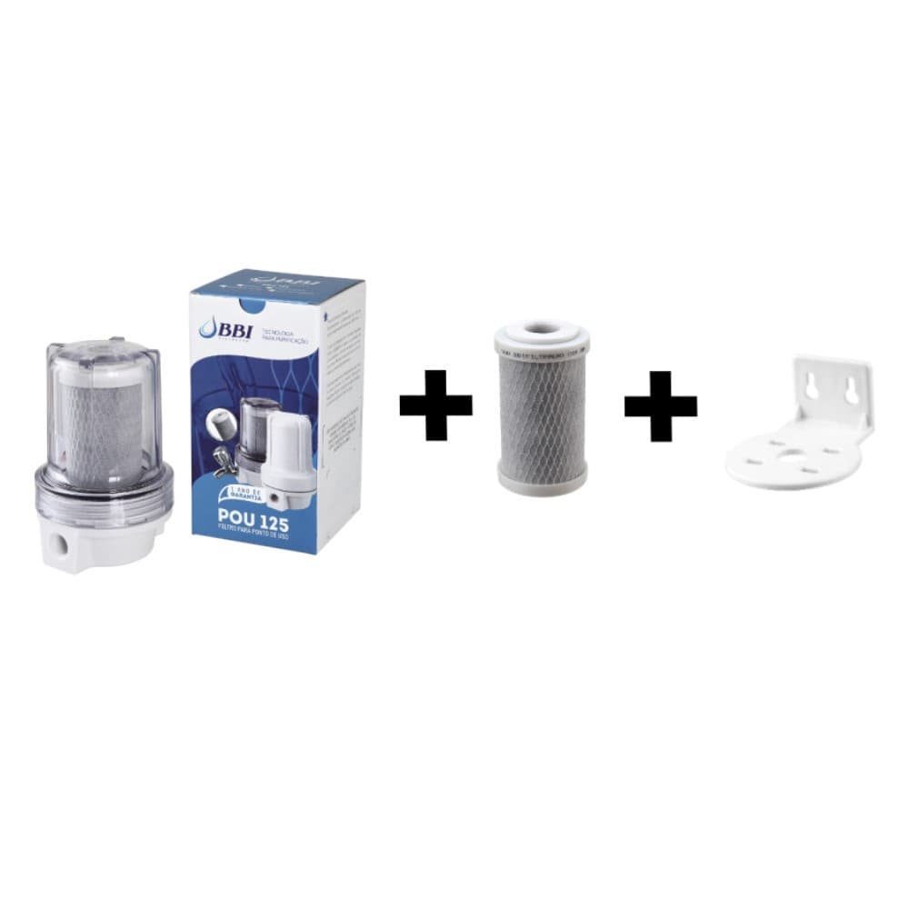 Filtro para Ponto de Uso BBI Transparente F125TR 5" + Refil + Suporte