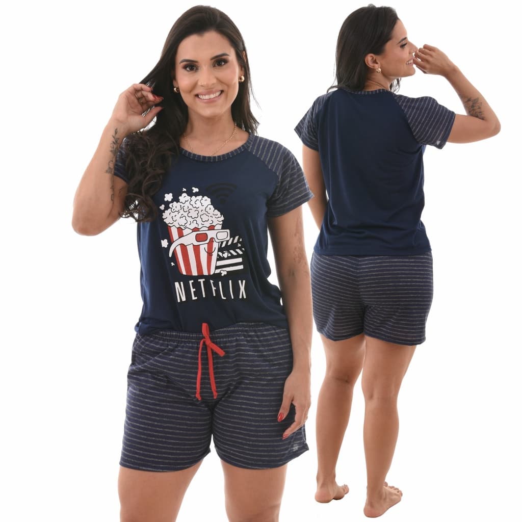 Pijamas Baby Doll Feminino Manga Curta Short Pronta Entrega