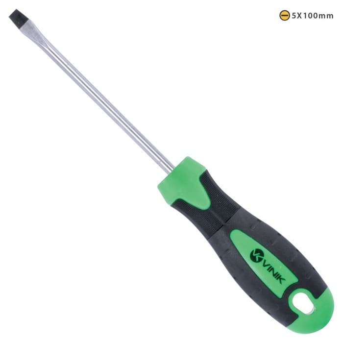 Chave De Fenda 6 X 100MM - 1/4 X 4 Pol. Em Aço Cromo Vanádio Cabo Ergonômico
