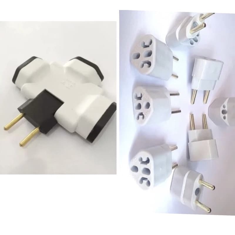 kit benjamim articulado + 2 adaptadores de 10/20 amperes tomada tripla