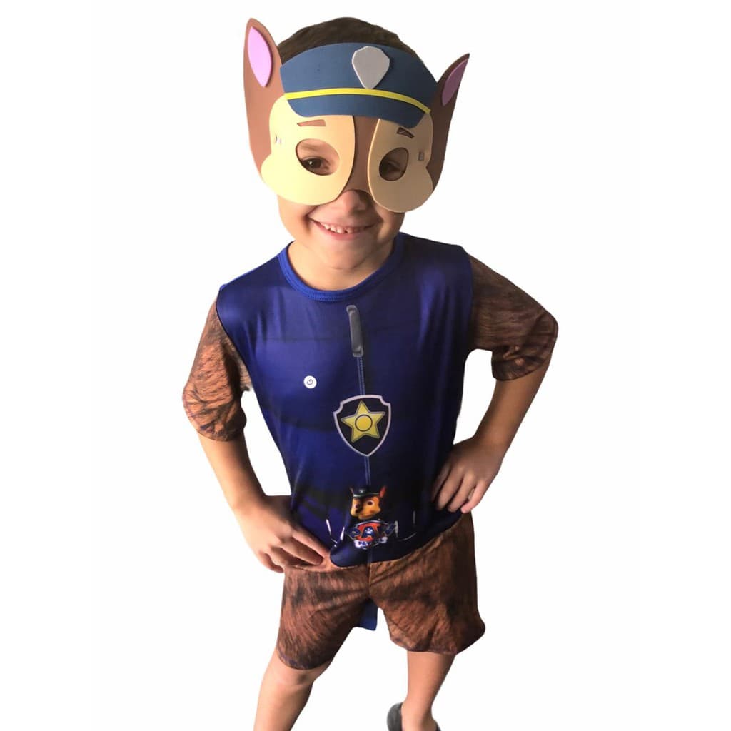 Fantasia Patrulha Canina Policial Chase Com Mascara Infantil Com Mascara E.V.A