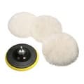 Jogo 3 Boinas Disco Esponja lã + suporte 115mm Polimento Limpeza vidro Carro Moto