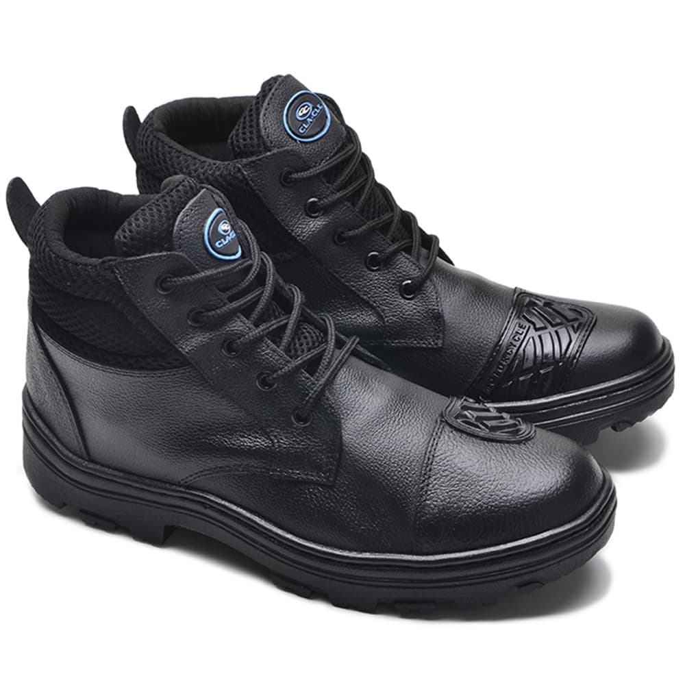 Bota Coturno Motociclista Couro Clacle com Pedaleira e Solado Tratorado