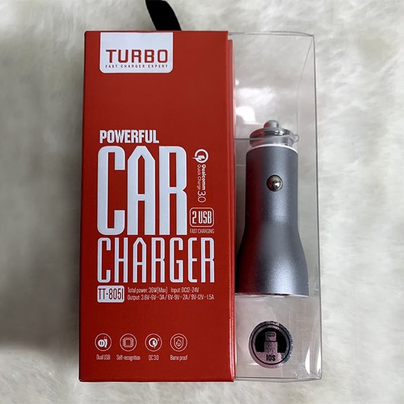 Carregador de carro rápido QC3.0 + cabo de carregamento, carregador de carro universal com 2 portas USB,