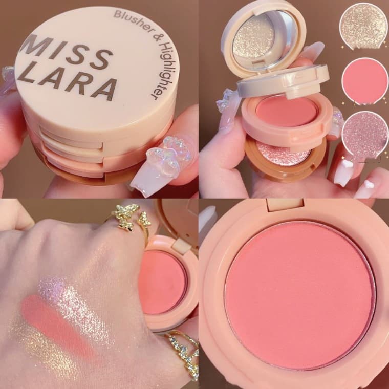 MISS LARA Paleta De Maquiagem 3 Em 1 Com 4 Cores/Iluminador/Pó Facial/Contorno Ouro/Champagne/Bronzer