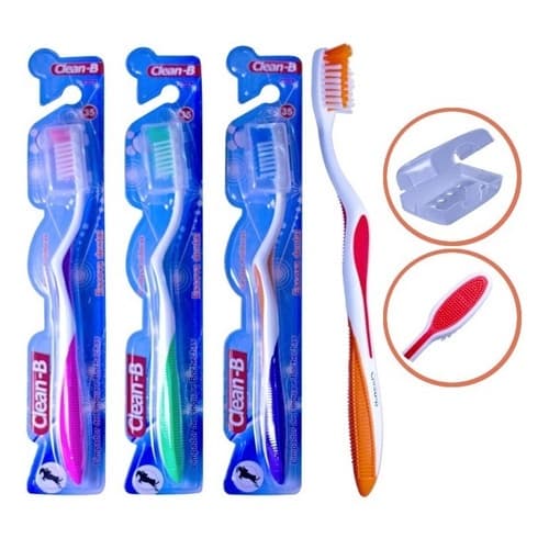 KIT 10 Escova Dental Adulto Clean B Cores Sortidas Macia