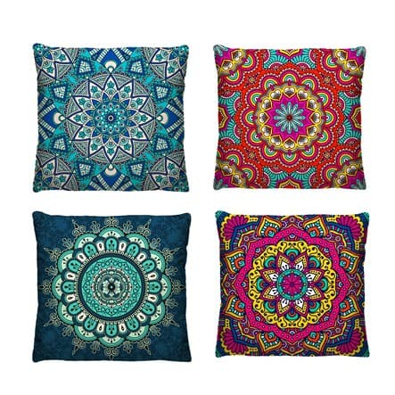 Kit de 4 Capas de Almofada 40x40 Mandala Indianas