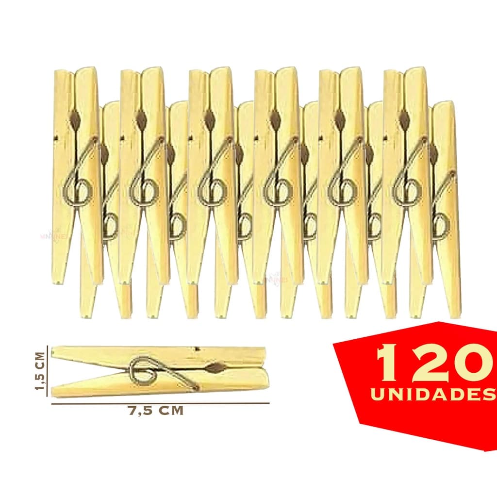 Prendedor Roupa De Madeira Pregador Kit 120 Unidades Para Varal