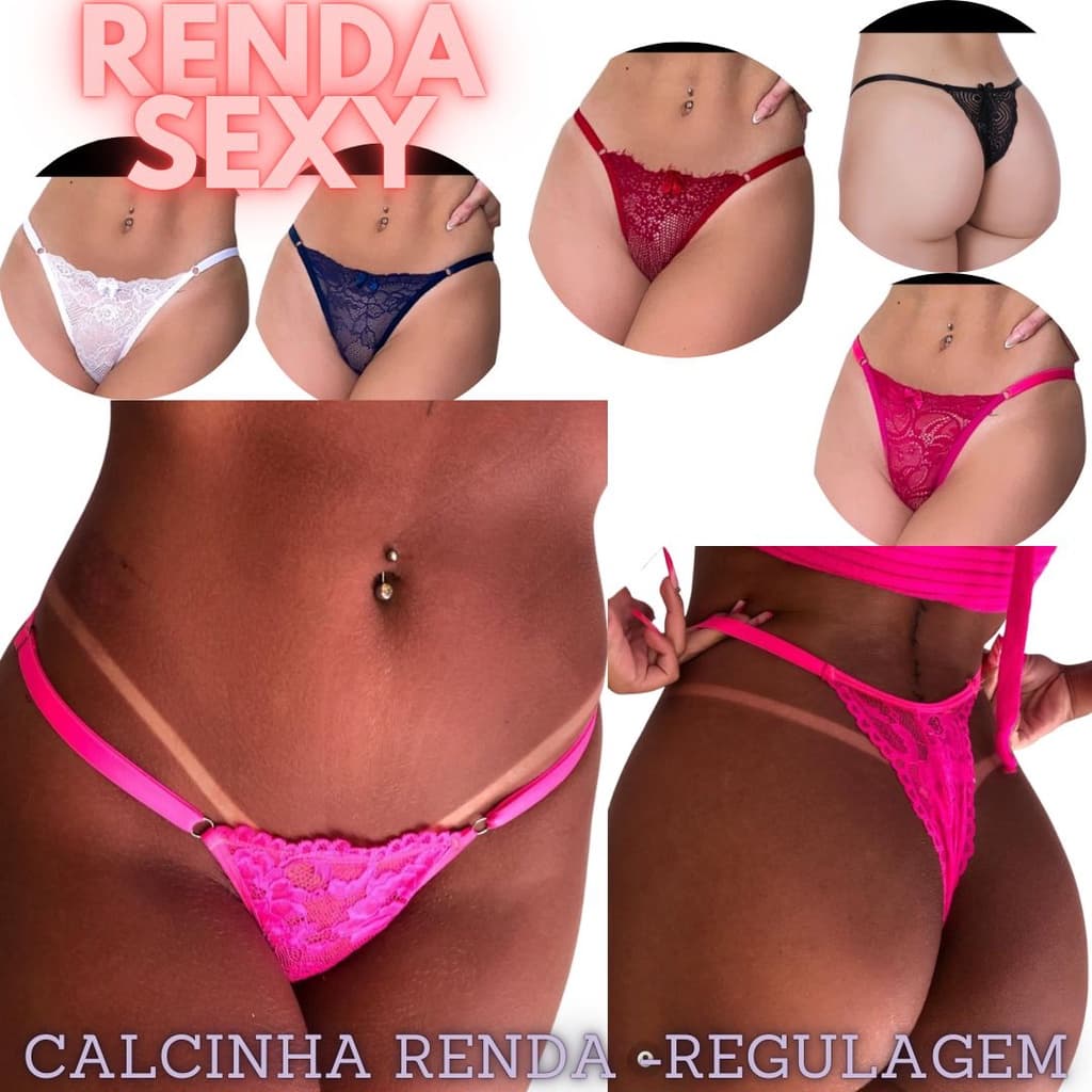 Kit 5 Calcinha Renda Sensual Com Regulagem Modelo Da Gringa