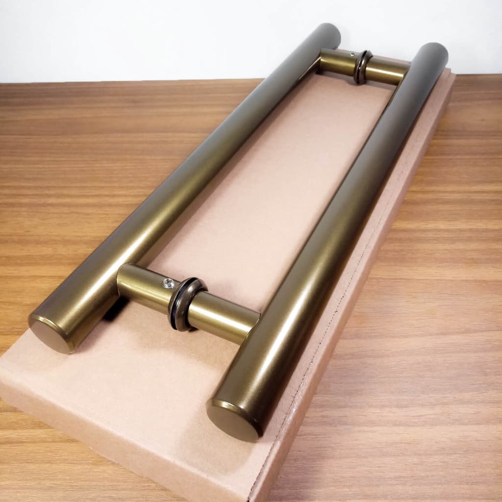 Puxador De Porta Tubular Bronze(Tom 1002) 40cm - Furação 30cm Madeira/vidro/alum./ferro