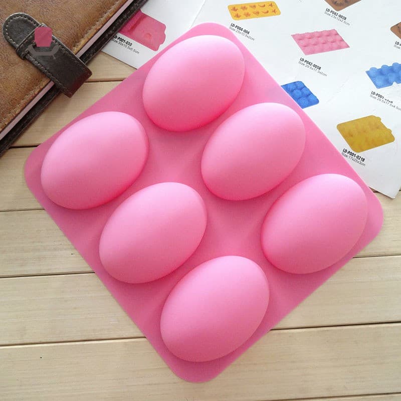 6 Ranhuras 3D Forma Oval De Sabão De Silicone Molde De Sabonete Feito À Mão Ferramenta De Bolo De Geleia