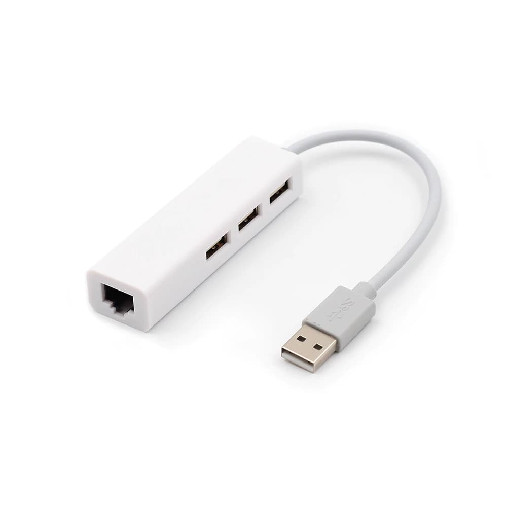 Hub USB adaptador rede 3 Portas Usb E Entrada Rj45