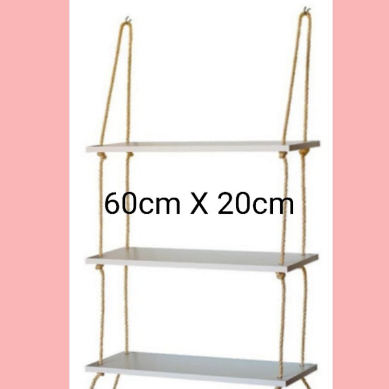 Prateleiras com corda de Sisal 3 andares 60x20