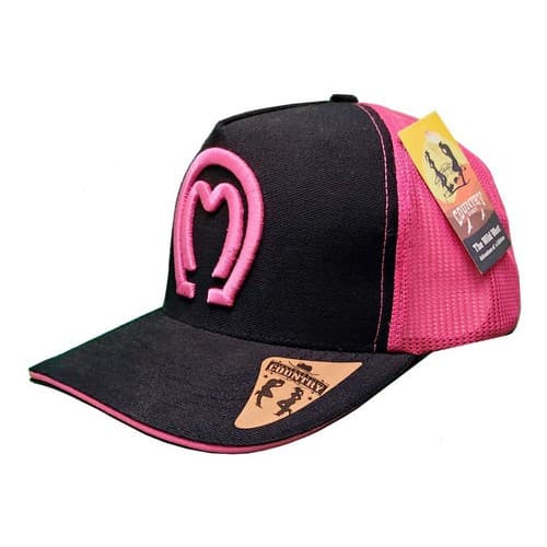 Boné Cowgirl Feminino Mangalarga Rosa E Preto Ferradura Country