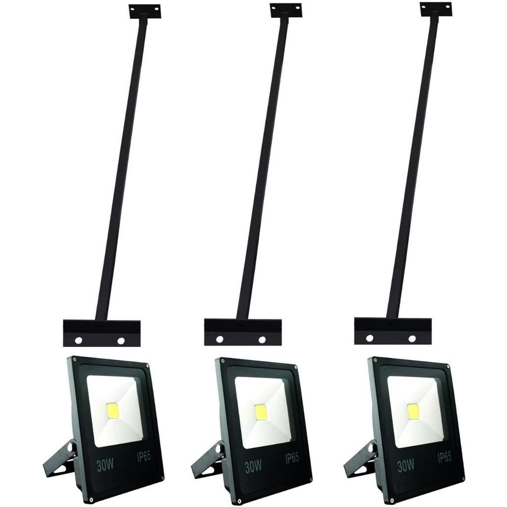 Kit 3 Suportes Refletor + 3  Refletor Led Exterior Outdoor