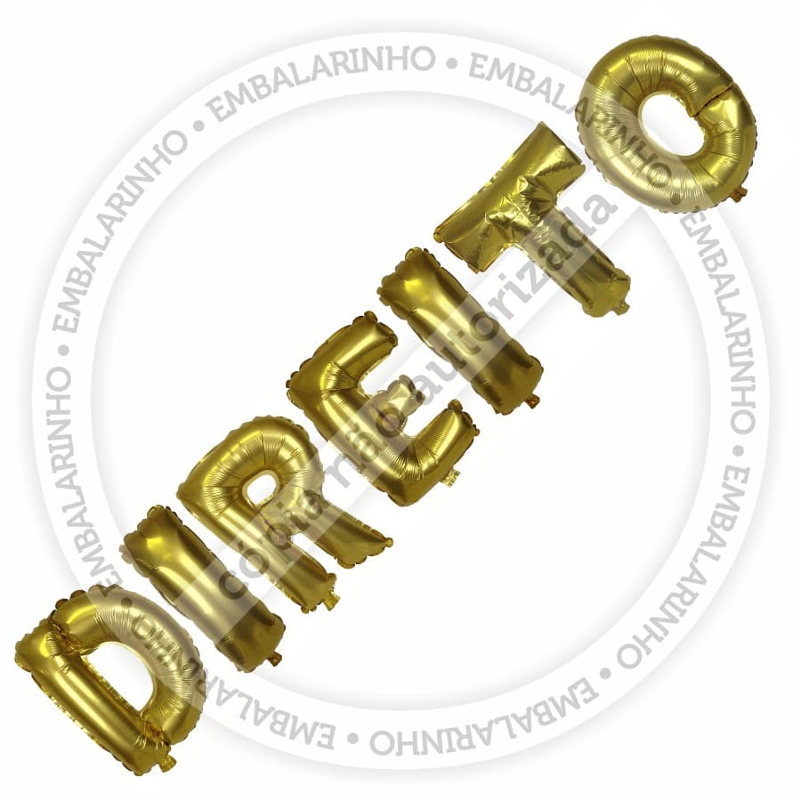 Kit 7 Balão Metalizado Letras Douradas Formatura DIREITO 40cm NÃO FLUTUAM