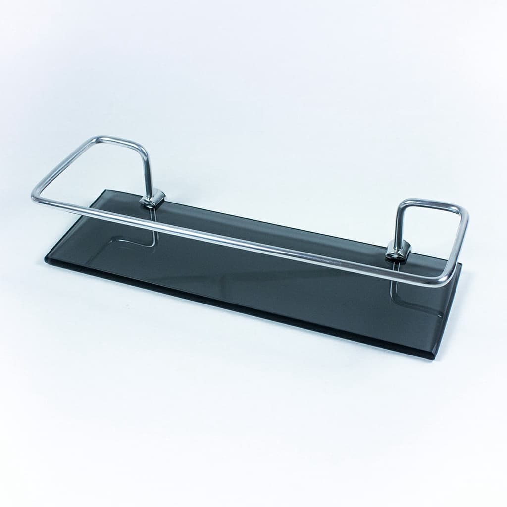 Porta shampoo reto FUMÊ 30x10cm para banheiro em vidro