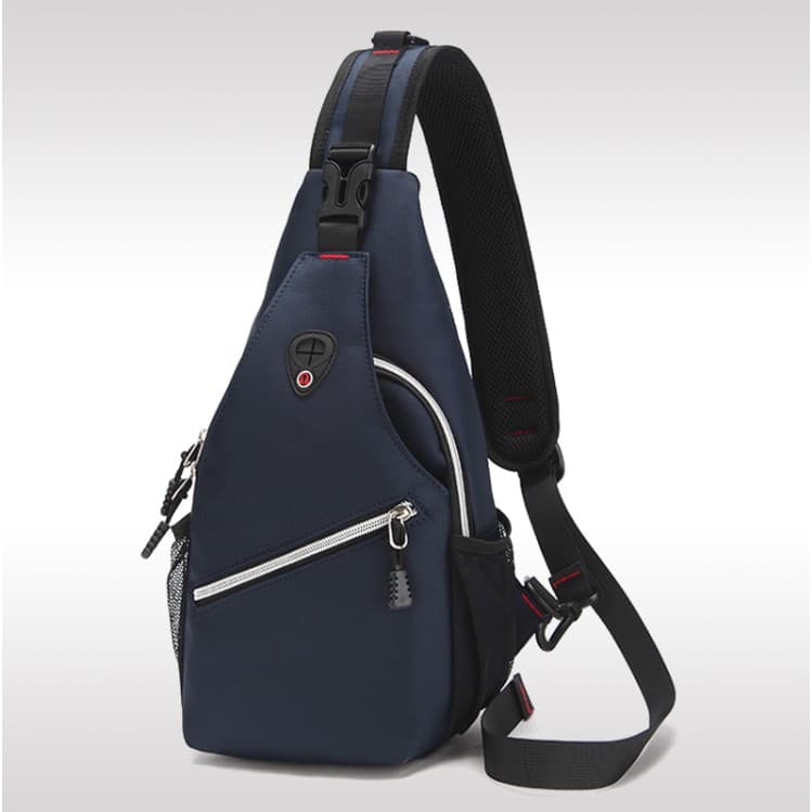 Bolsa Masculina Pequena Azul - C/ Ziper e Compartimentos - Suporte P/ Fone De Ouvido - Mochila De Costas